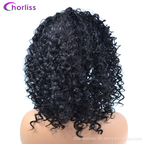 Wholesale Ombre Turban Wrap Wig Afro Wig Short Heat Resistant Kinky Curly Synthetic Wig With Headband Attached For Black Women